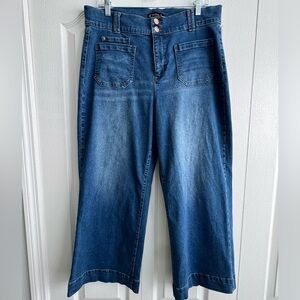 Nanette Lepore Women’s Wide-Leg High-Rise Jeans in Medium Blue Wash Size 14